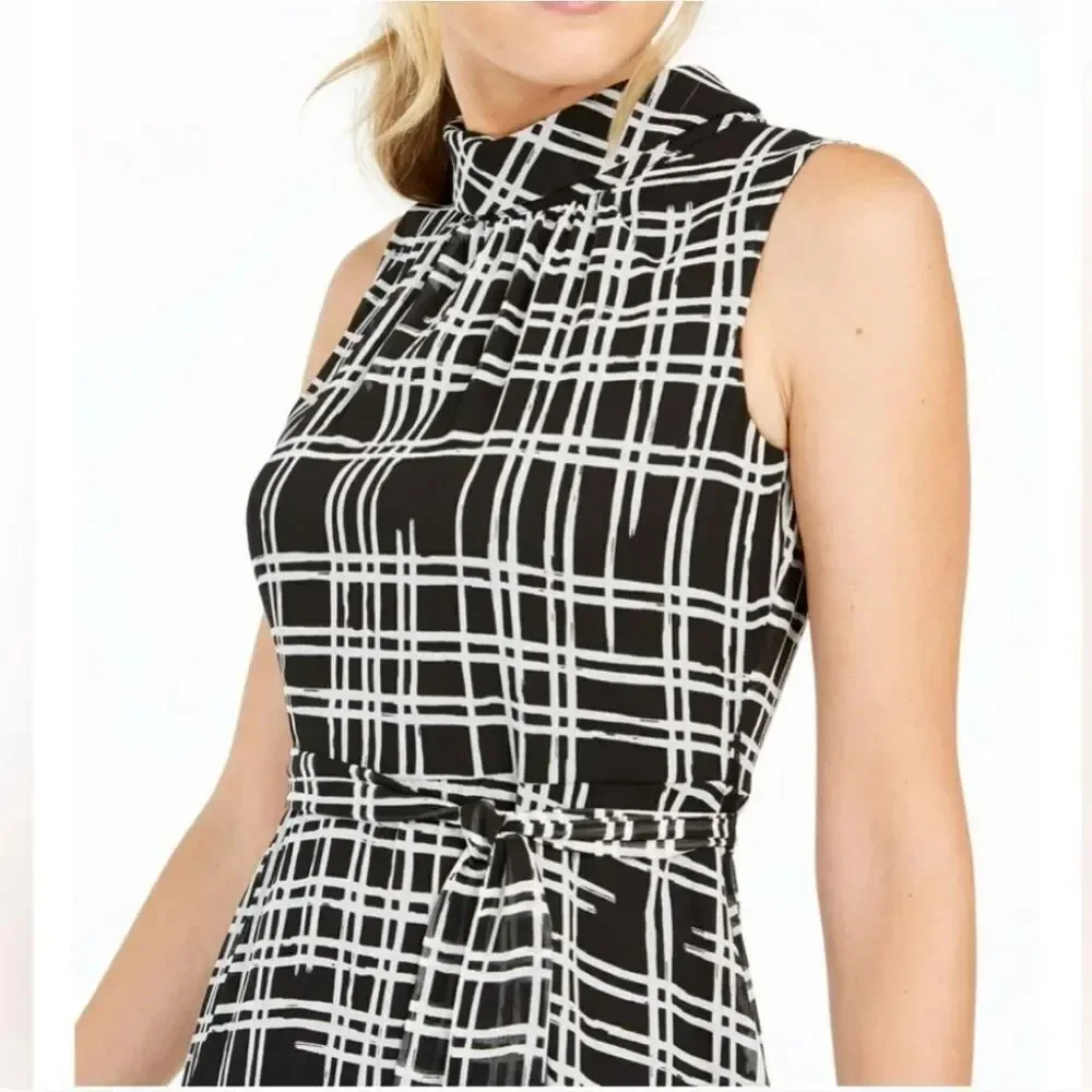 Karl Lagerfeld Black And White Plaid Dress. Career. Professional.